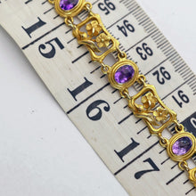 Antique Art Nouveau bracelet 14k gold amethysts made Newark signed Bippart (7717)