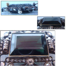 Antique Victorian brooch pin gold silver green tourmaline diamonds pearls (4199)