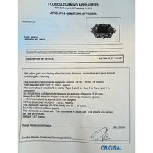 Antique Victorian brooch pin gold silver green tourmaline diamonds pearls (4199)