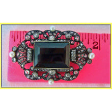 Antique Victorian brooch pin gold silver green tourmaline diamonds pearls (4199)