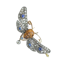 Antique Brooch Pendant Gold Diamonds Sapphires Mercury Butterfly Appraisal (6103