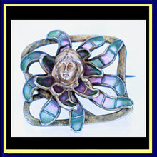 Jugendstil Nouveau Brooch Plique-a-jour Enamel Gilt Silver Meyle & Mayer (6313)