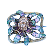 Jugendstil Nouveau Brooch Plique-a-jour Enamel Gilt Silver Meyle & Mayer (6313)