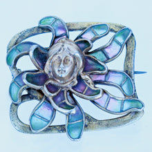 Jugendstil Nouveau Brooch Plique-a-jour Enamel Gilt Silver Meyle & Mayer (6313)