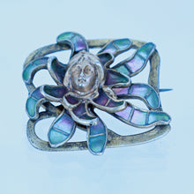 Jugendstil Nouveau Brooch Plique-a-jour Enamel Gilt Silver Meyle & Mayer (6313)