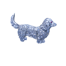 Antique Art Deco Brooch Dachshund Dog Platinum Gold Diamonds w Appraisal(6546)