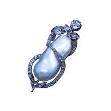 Antique Brooch Natural Pearl Certified 18k Gold Silver Diamonds Victorian (6578)