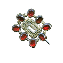 Antique Georgian Brooch Gold Garnet Crystal English Memorial  (6749)