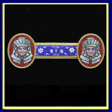 Victorian Egyptian Revival Micromosaic Brooch 18k Gold Pharaoh Unisex (6840)