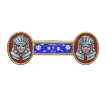 Victorian Egyptian Revival Micromosaic Brooch 18k Gold Pharaoh Unisex (6840)