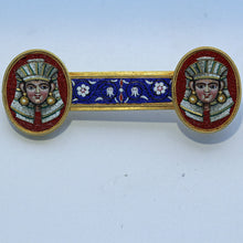 Victorian Egyptian Revival Micromosaic Brooch 18k Gold Pharaoh Unisex (6840)