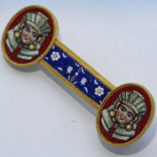 Victorian Egyptian Revival Micromosaic Brooch 18k Gold Pharaoh Unisex (6840)