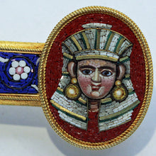 Victorian Egyptian Revival Micromosaic Brooch 18k Gold Pharaoh Unisex (6840)