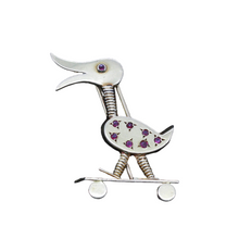 LACLOCHE Vintage Clip Brooch 18k Gold Rubies Duck Toy circa 1940's  (6885)