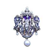 Froment-Meurice Brooch Renaissance Revival Silver Gold Pearl Enamel Unisex (6892)