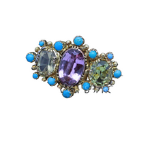 Antique Victorian Brooch 18k Gold Pink Topaz Turquoise Gems w Appraisal (6905)
