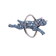 Antique Victorian Brooch 18k Gold Silver Diamonds French Dog Jumping Hoop (6911)
