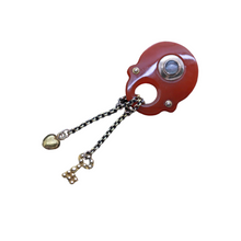 Antique Georgian Pendant Brooch Gold Carnelian Padlock Heart Key Locket (6933)