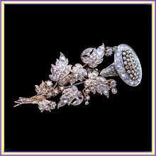 Antique Georgian Brooch Pendant Gold Diamonds Floral En Tremblant (6936)