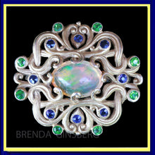 Antique Art Nouveau Brooch F Walter Lawrence Gold Opal Demantoid Sapphires (7067)