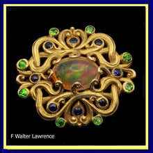 Antique Art Nouveau Brooch F Walter Lawrence Gold Opal Demantoid Sapphires (7067)