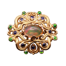 Antique Art Nouveau Brooch F Walter Lawrence Gold Opal Demantoid Sapphires (7067)