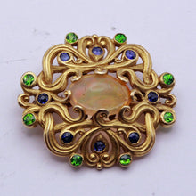 Antique Art Nouveau Brooch F Walter Lawrence Gold Opal Demantoid Sapphires (7067)