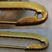 LACLOCHE FRES PARIS Antique Brooch 18k Gold Rubies Safety Pin Original Box (7141)