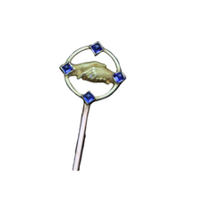 Cartier Antique Deco Stick Pin Friendship Gold Sapphires Orig Case Unisex(7203)