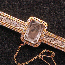 Tiffany & Co antique brooch carved rock crystal cameo gold and platinum (7297)