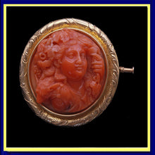 Antique Georgian brooch coral cameo mythological wine gold animal gold