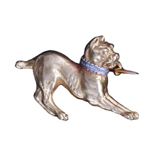 Antique Georgian brooch dog 18k gold French Charles X Bull Terrier(7314)