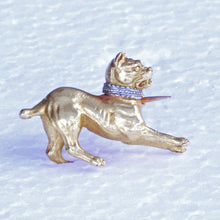 Antique Georgian brooch dog 18k gold French Charles X Bull Terrier(7314)