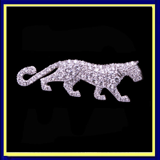 Cartier panther brooch pin pave set  diamonds 18k white gold Unisex