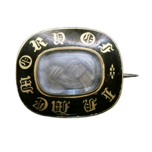 Antique Victorian Mourning Brooch Gold Enamel IN MEMORY OF Memento Mori (7351)