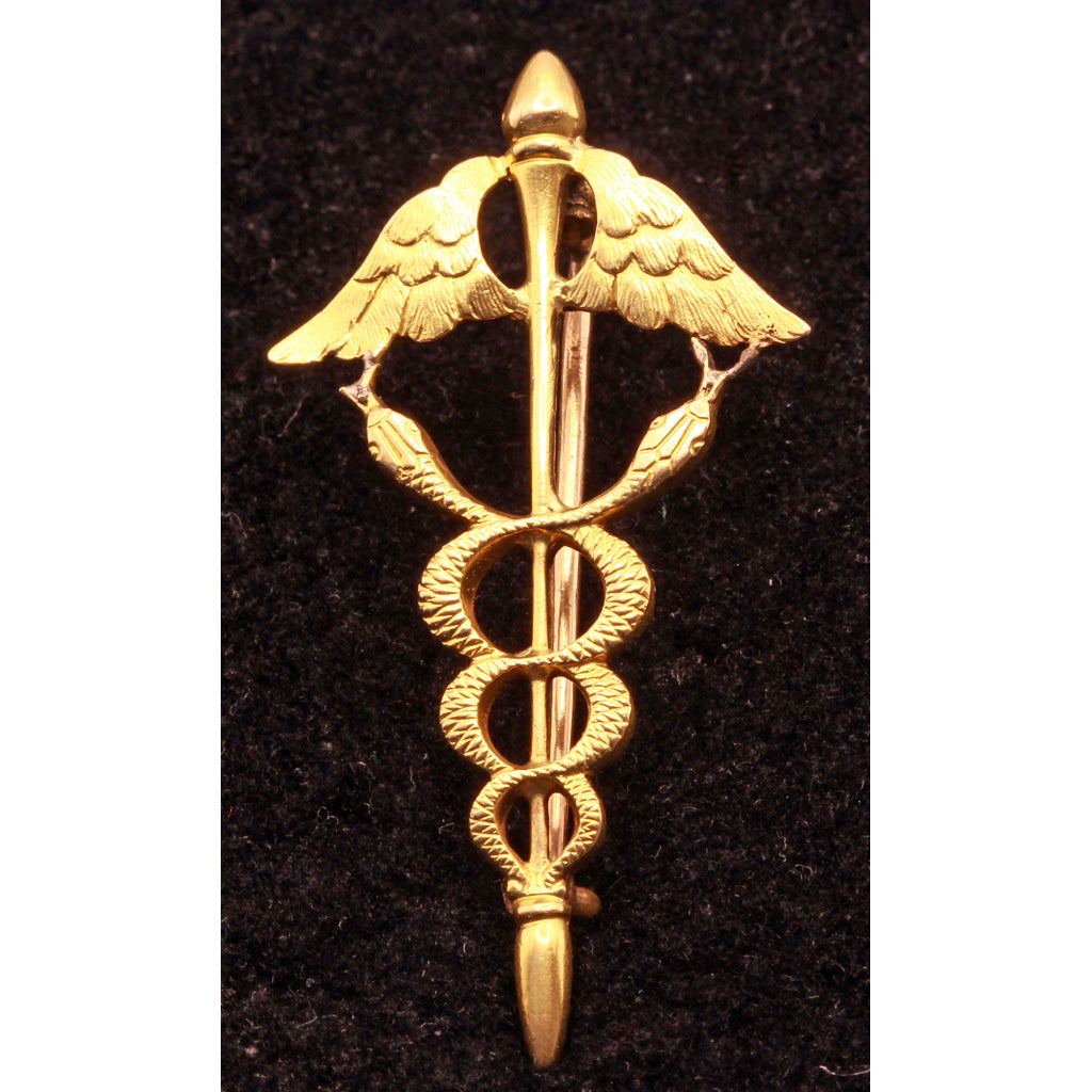 Antique Victorian Caduceus Brooch 18k Gold Winged Snakes Medicine Doctors (7352)