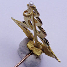 Victorian Caduceus Brooch gold pearls enamel Snakes Doctors GIULIANO (7353)