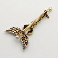 Victorian Caduceus brooch gold demantoid garnets diamonds pearls snakes (7354)
