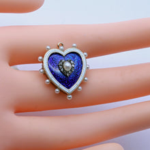 Antique Victorian heart Pendant Brooch Locket Gold Enamel Pearls Diamonds (7391)