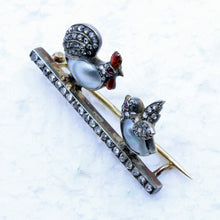 Antique Imperial Russian Brooch Pearl Diamonds ruby gold silver hen chick (7405)