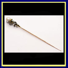 antique Victorian tie pin snake gold pearl black enamel brooch unisex