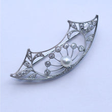 HENRI VEVER Brooch Platinum Diamonds Pearl Old European Cut RC Victorian (7433)