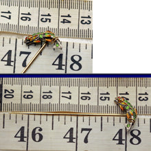 Fish stick pin brooch gold platinum demantoid garnets ruby enamel Antique (7435)