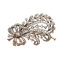 Antique Georgian aigrette brooch diamonds silver gold French feathers bow (7442)