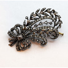 Antique Georgian aigrette brooch diamonds silver gold French feathers bow (7442)