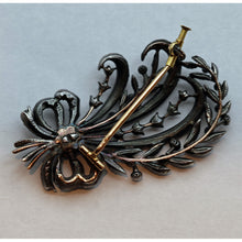 Antique Georgian aigrette brooch diamonds silver gold French feathers bow (7442)