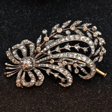 Antique Georgian aigrette brooch diamonds silver gold French feathers bow (7442)