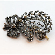 Antique Georgian aigrette brooch diamonds silver gold French feathers bow (7442)