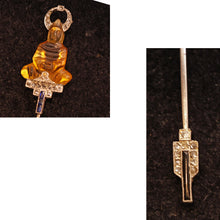 Cartier Art Deco Jabot brooch gold platinum diamonds carved citrine gems (7452)