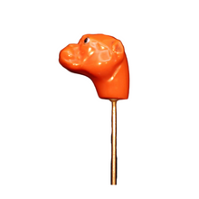 Antique Victorian Stick Tie Lapel pin carved coral gold Bulldog Boxer Dog (7468)